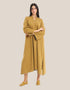Milton long dress with round neckline with slits,